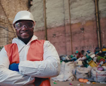 Worker at Waster center